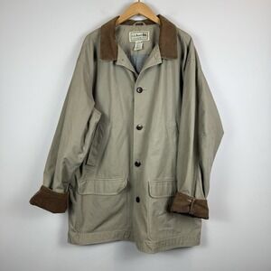 L.L. BEAN Chore Coat Mens XXL Khaki Beige Corduory Collar Outdoor Winter Barn